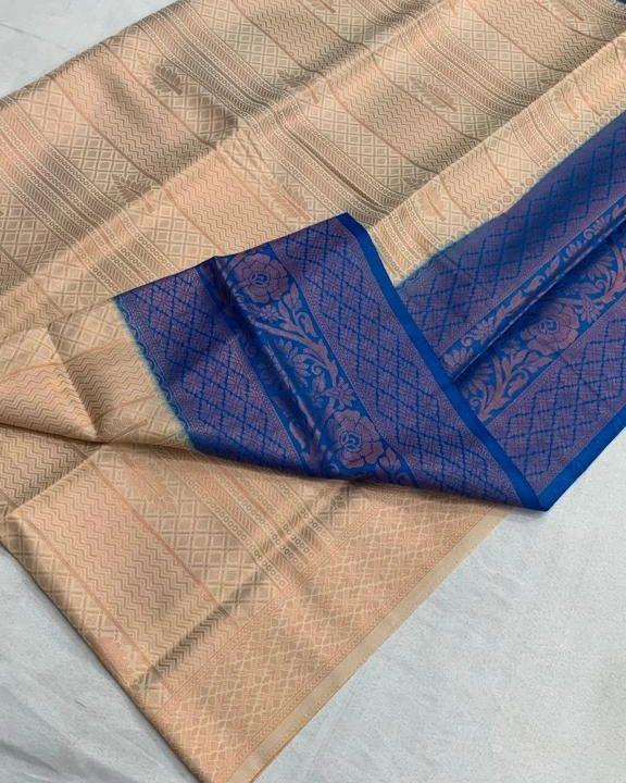 Off White Nd Royal Blue Soft Silk  Saree