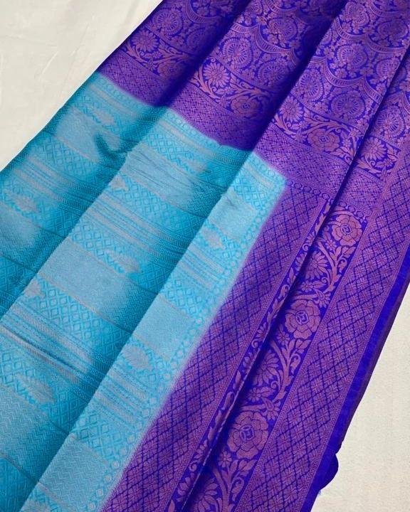 Sky Nd Blue Soft Silk  Saree