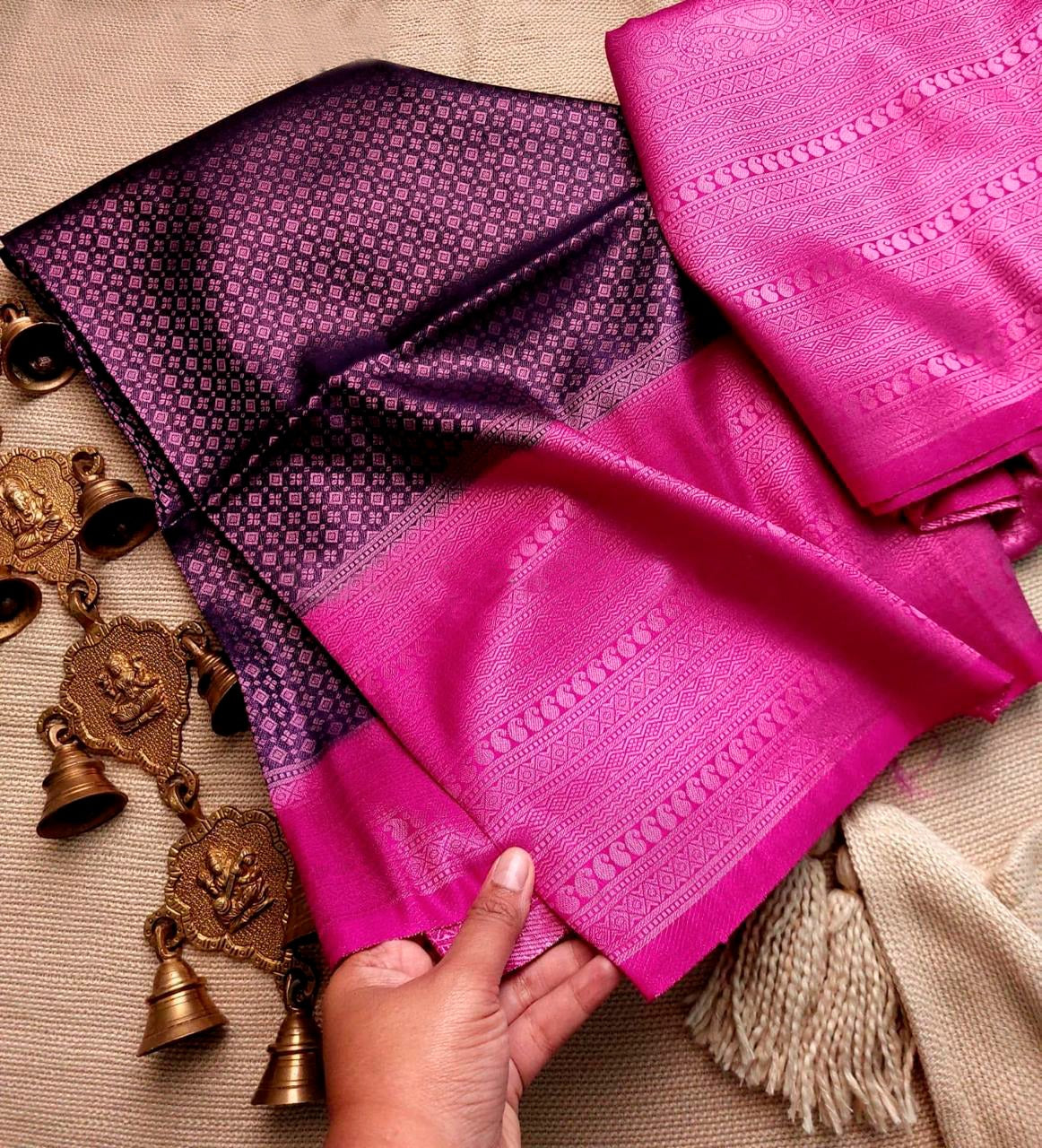 N Blue Nd Pink Soft Silk Saree