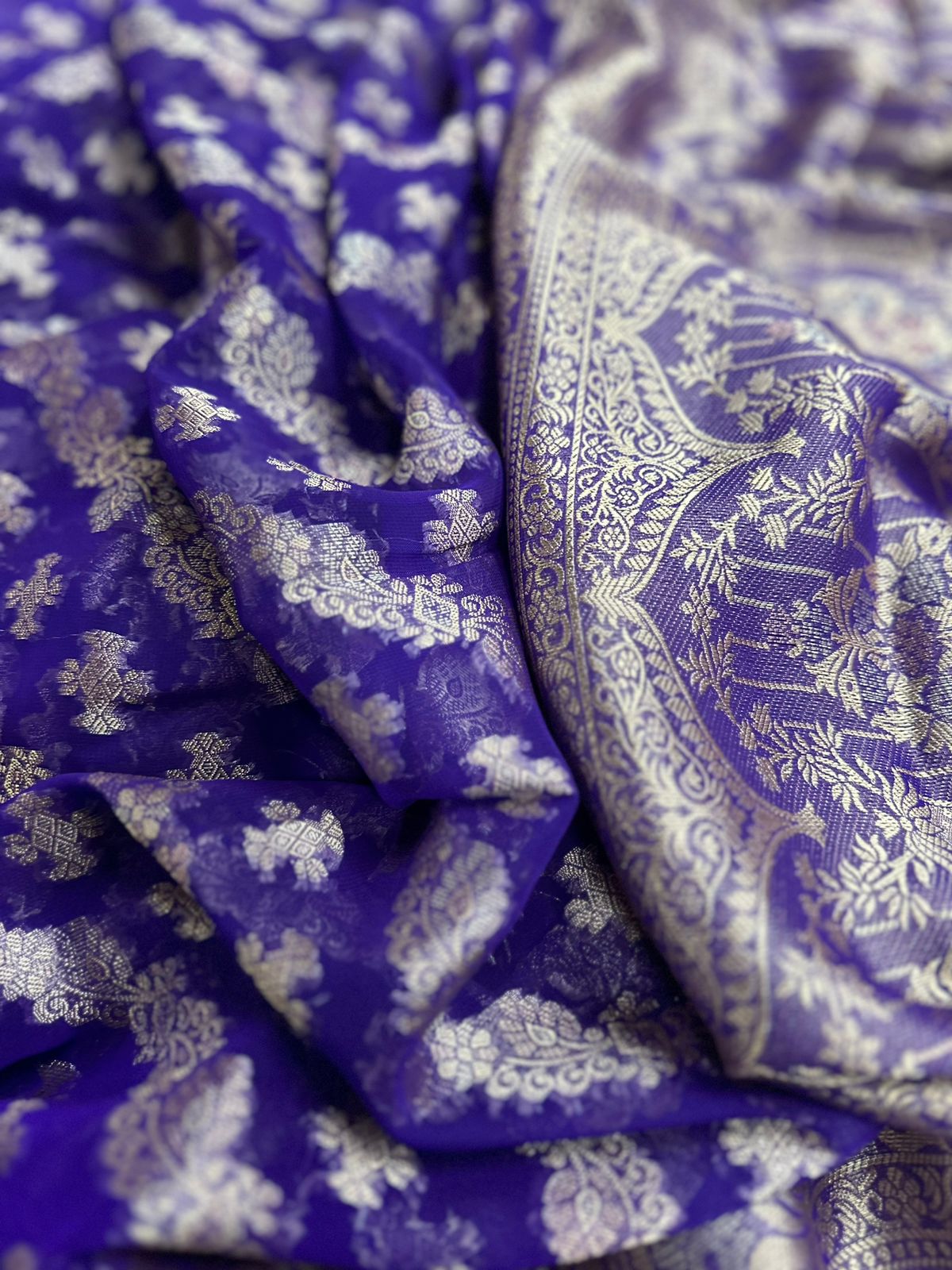 Purple Semi Georgette Silk Saree