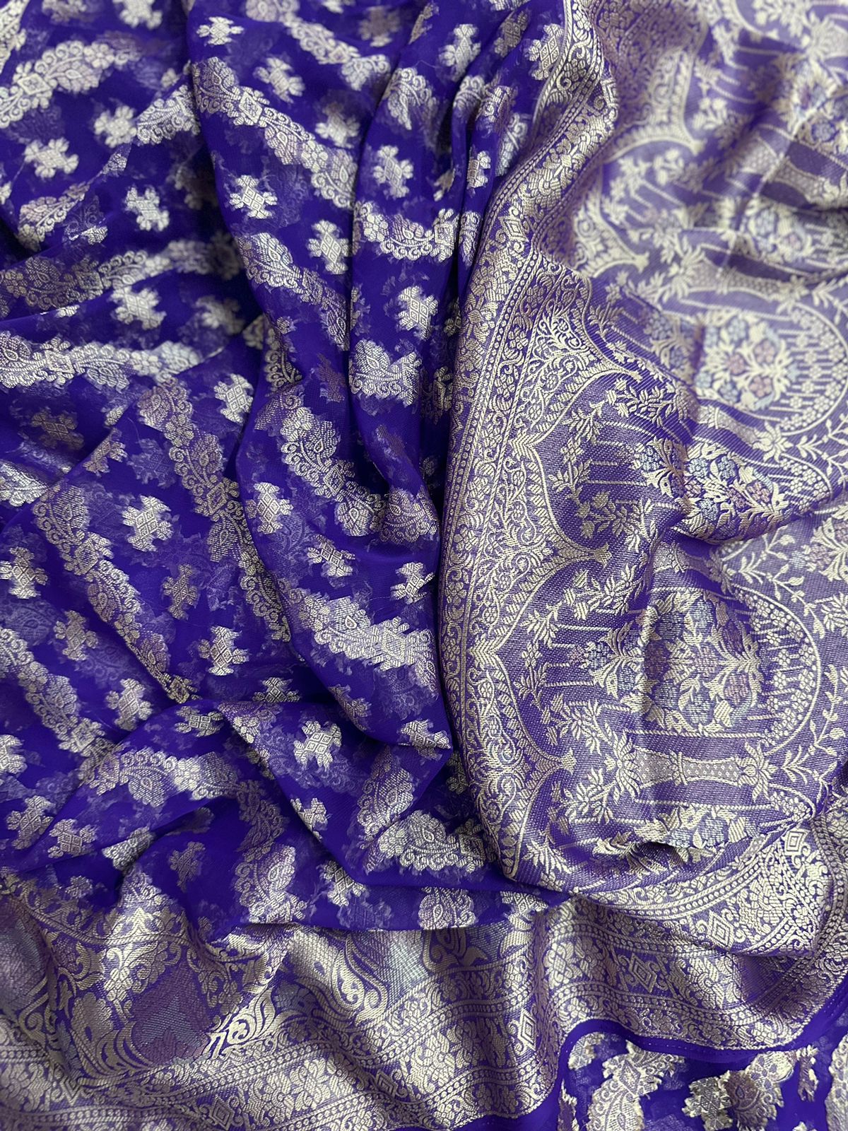 Purple Semi Georgette Silk Saree