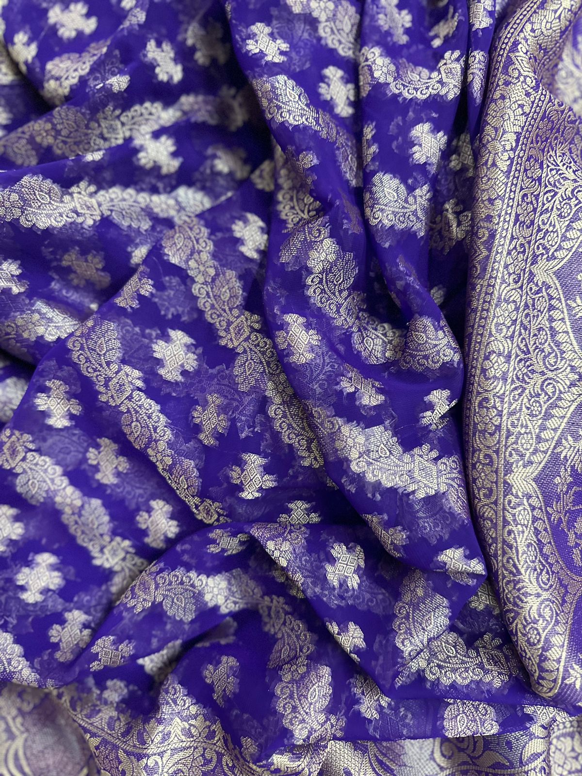 Purple Semi Georgette Silk Saree