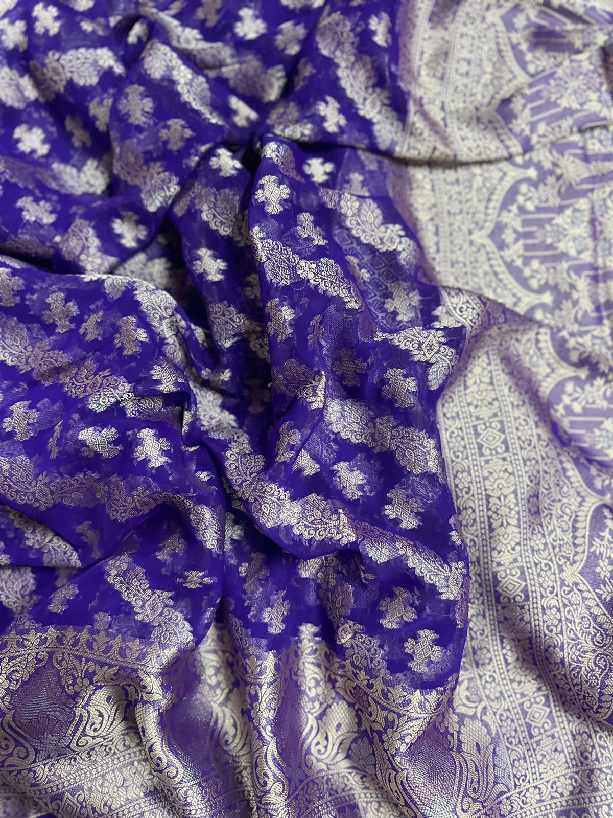 Purple Semi Georgette Silk Saree