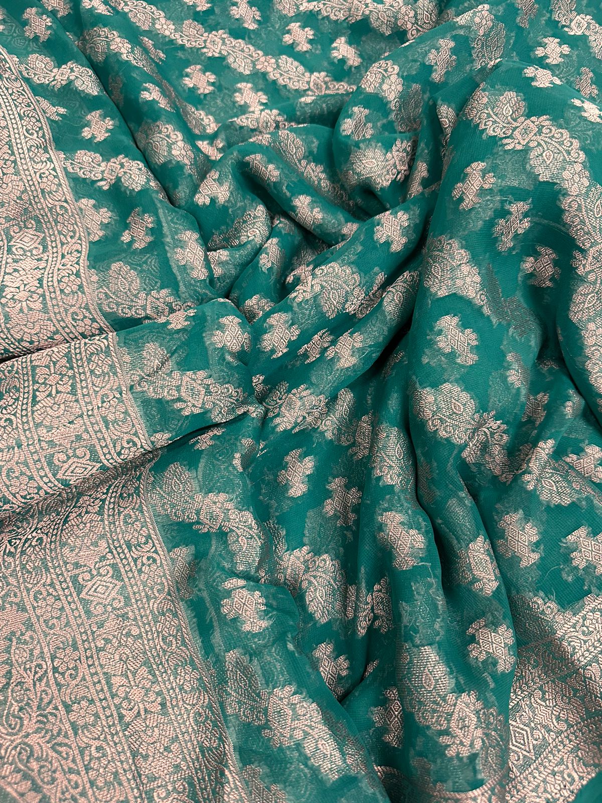 C Green Semi Georgette Silk Saree