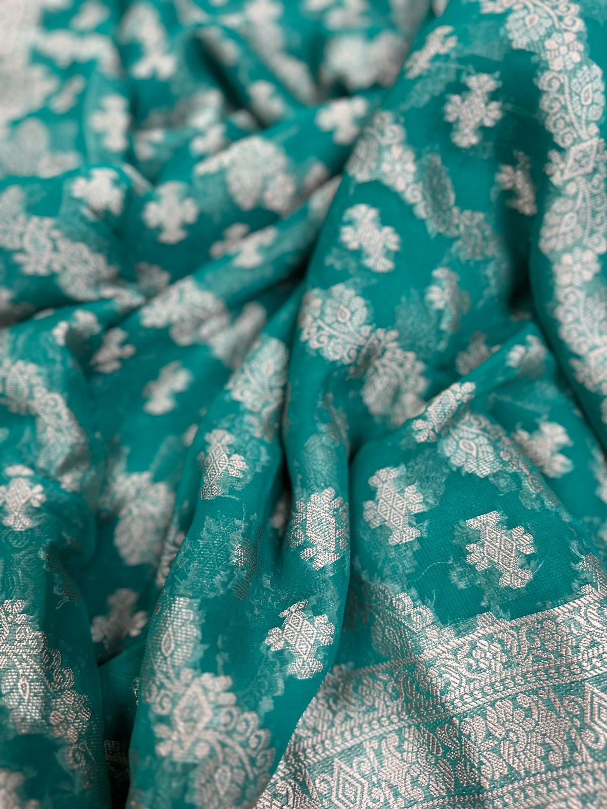 C Green Semi Georgette Silk Saree