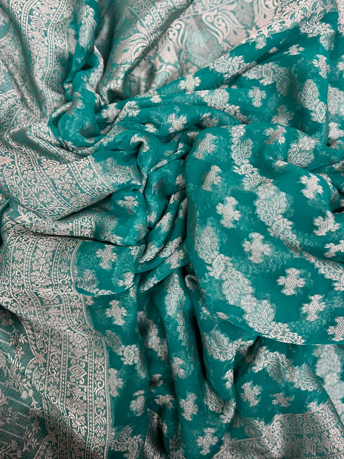 C Green Semi Georgette Silk Saree