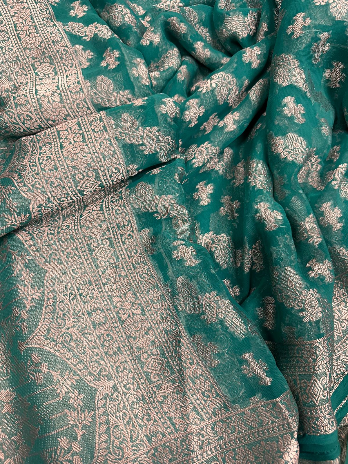 C Green Semi Georgette Silk Saree