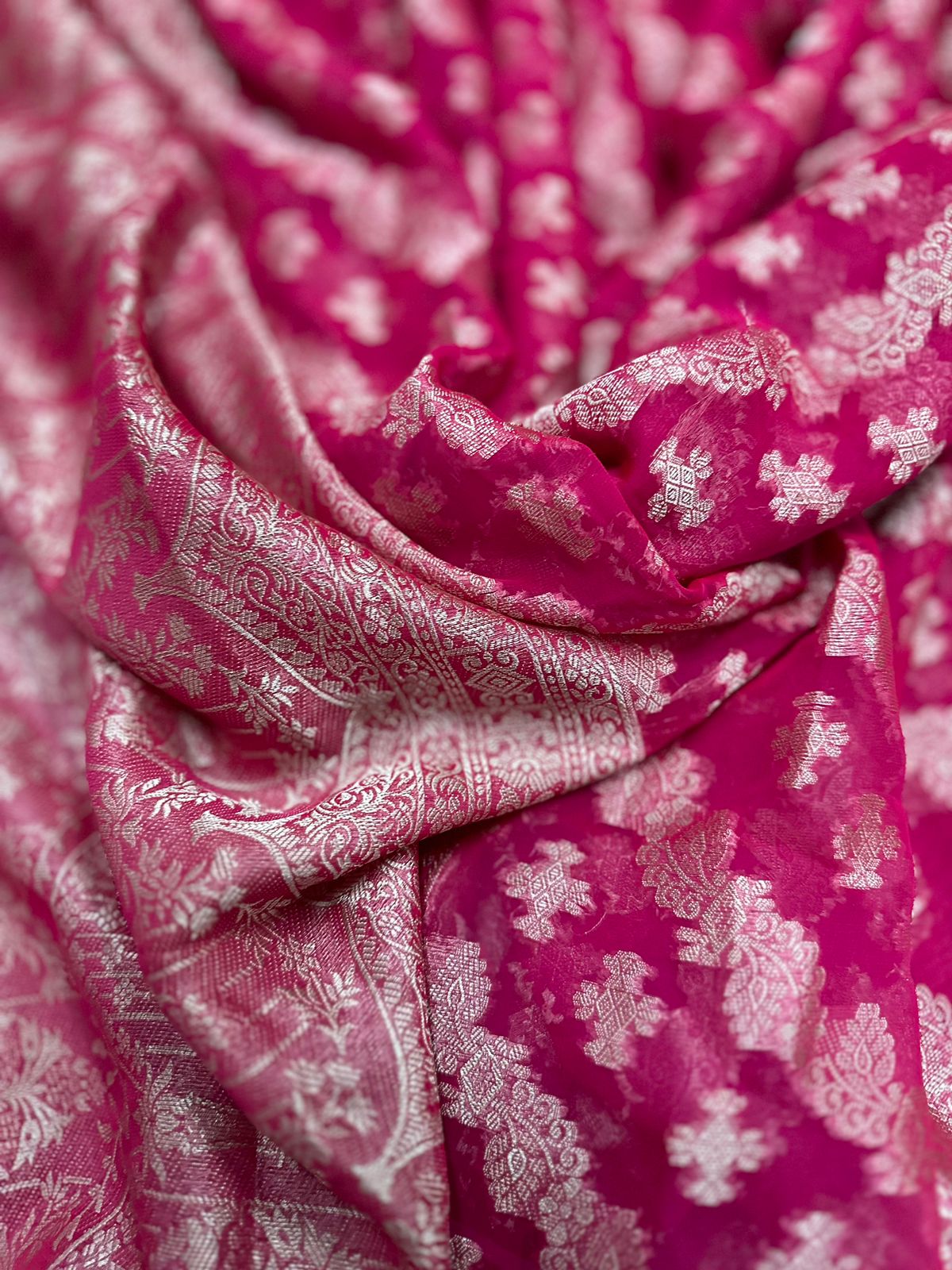 Pink Semi Georgette Silk Saree