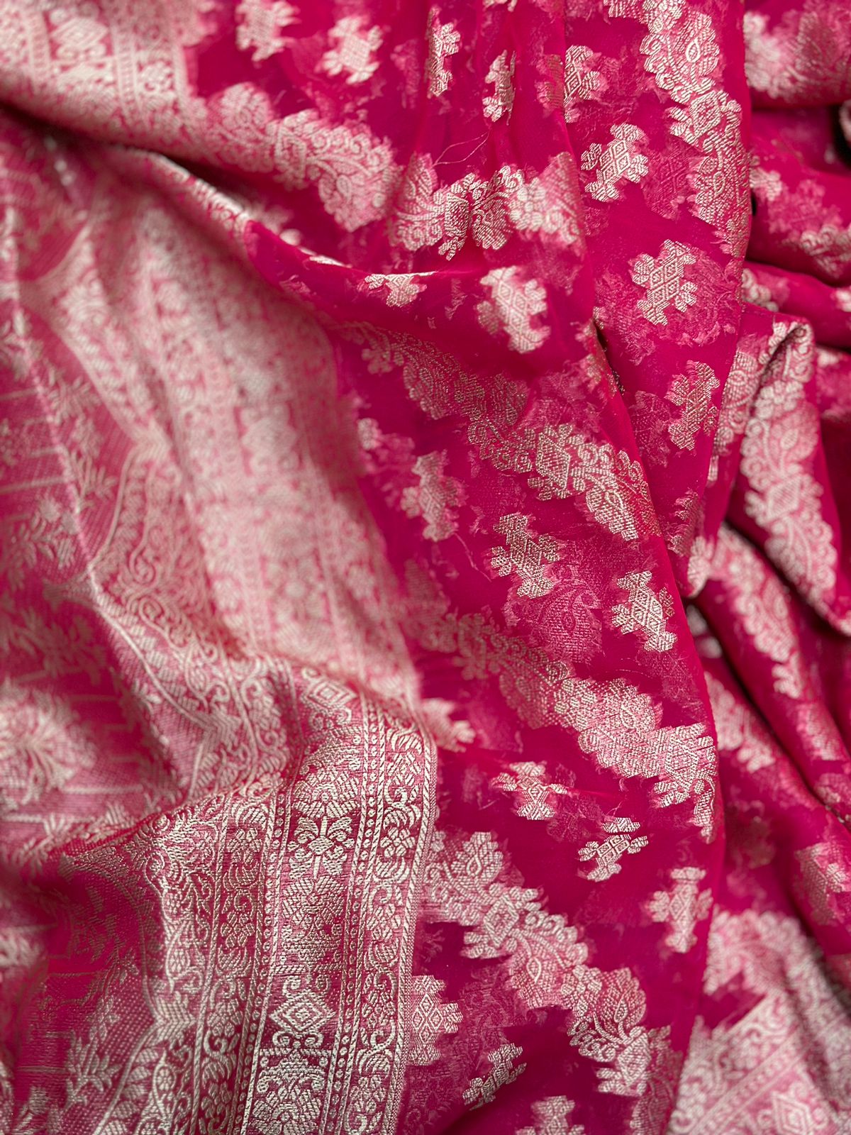 Pink Semi Georgette Silk Saree