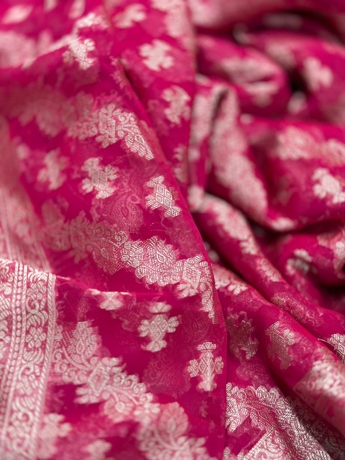 Pink Semi Georgette Silk Saree