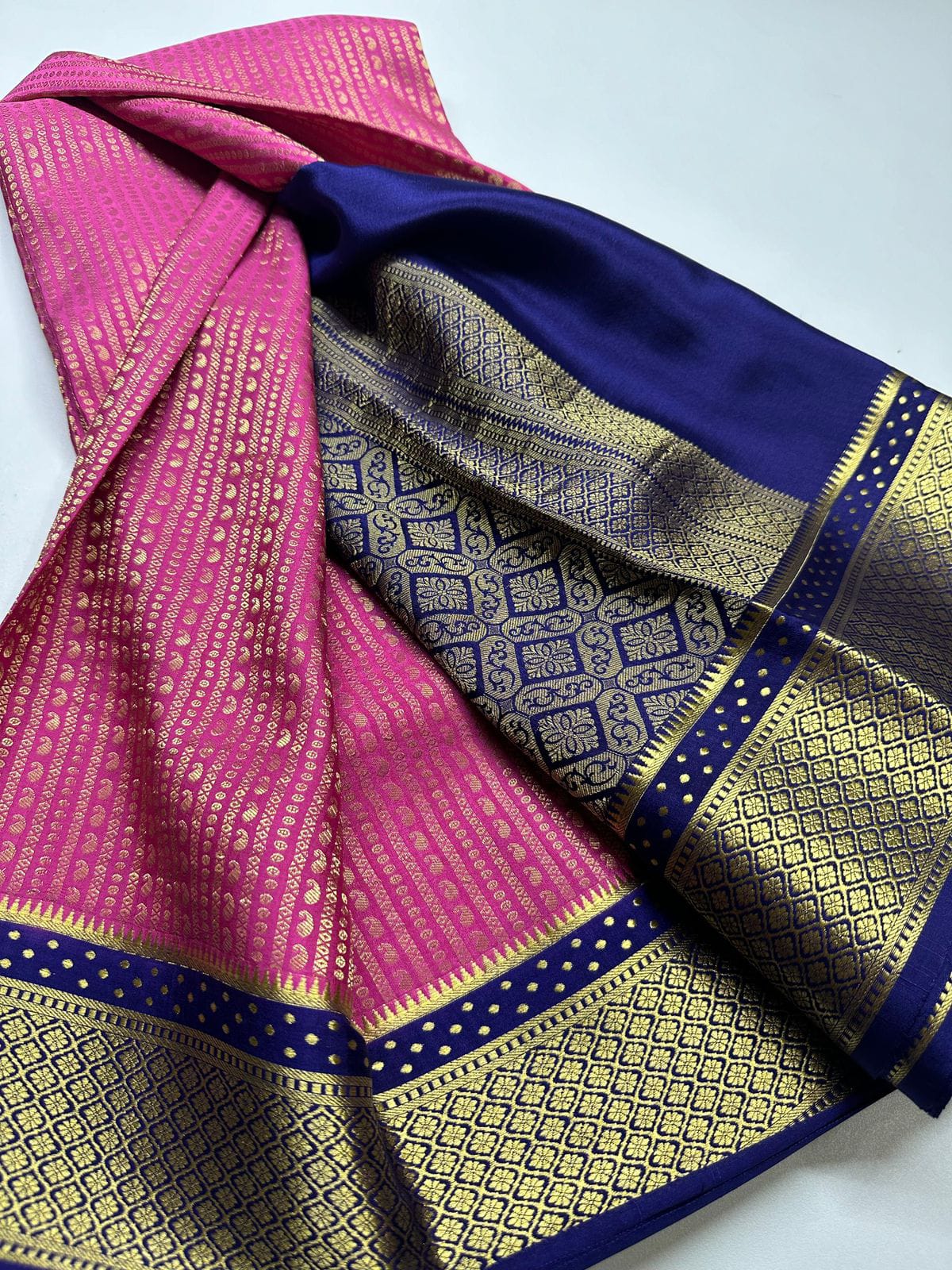 Pink Nd Blue Colour Rich Pallu Soft Silk Saree