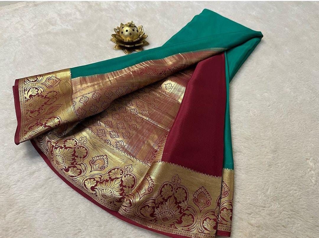 Rama Nd Marun Colour Rich Pallu Soft Silk Saree