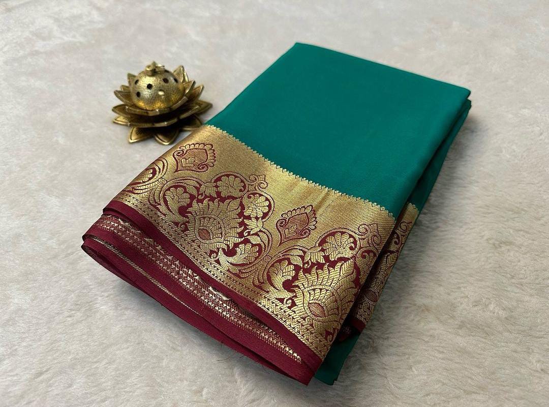 Rama Nd Marun Colour Rich Pallu Soft Silk Saree