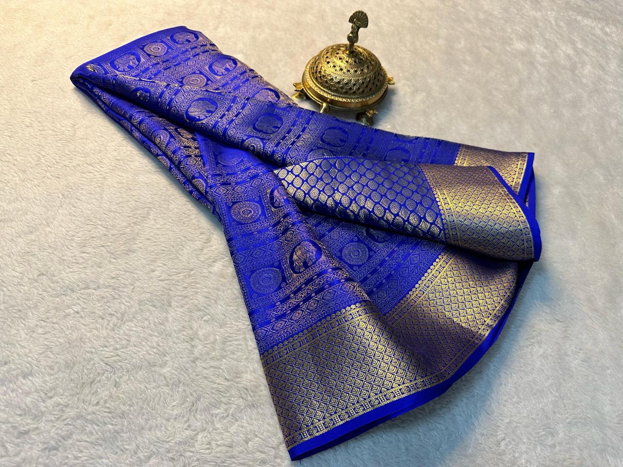 Royal Blue Colour Rich Pallu Soft Silk Saree