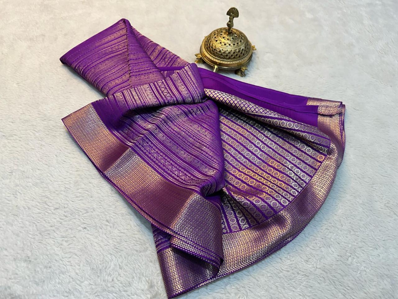 Kuberapattu Purple Colour Semi Soft Silk Saree