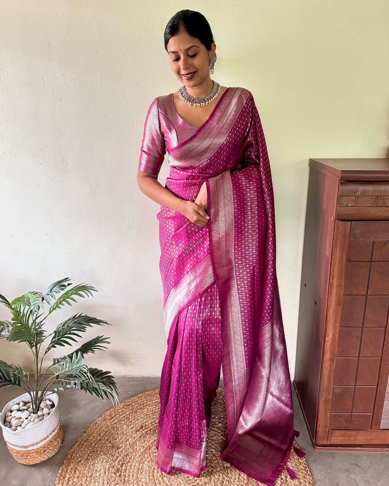 Pink Designer Soft Silk Saree