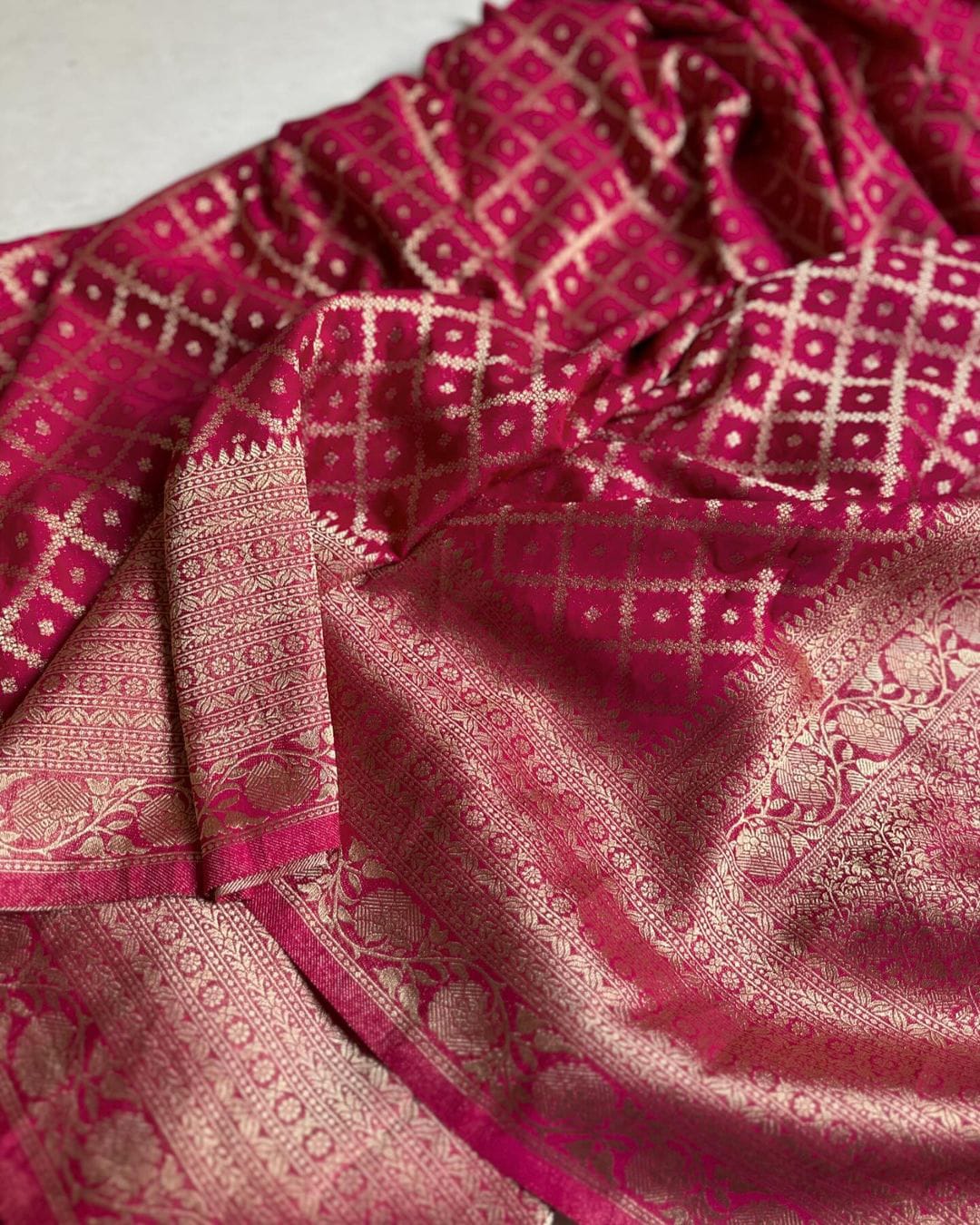 Pink Crepe Khadi Georgette  Silk Saree