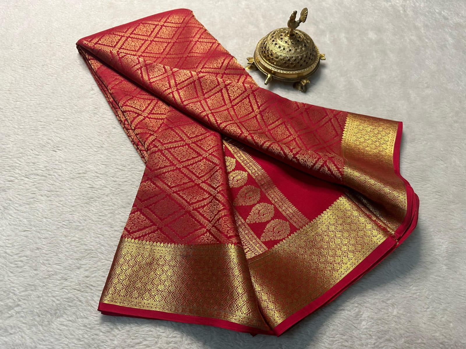 Red Semi Soft Silk Saree