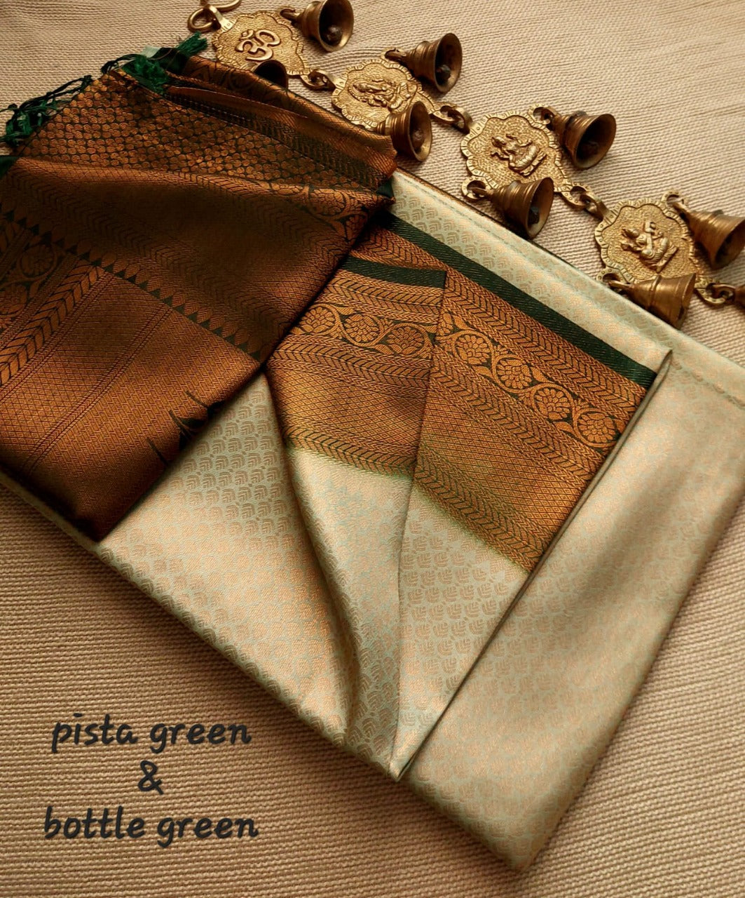 Buy Pista Green Raw Silk Half & Half Saree From Khushkar