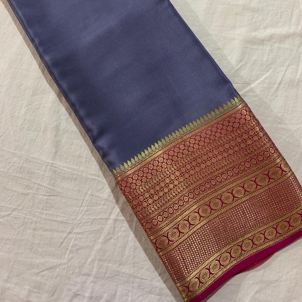 Grey Nd Pink Tissue Silk  Saree