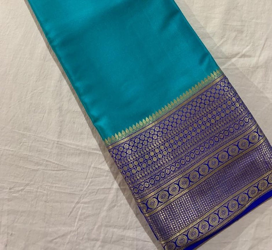 Sky Nd Royal Blue Tissue Silk  Saree