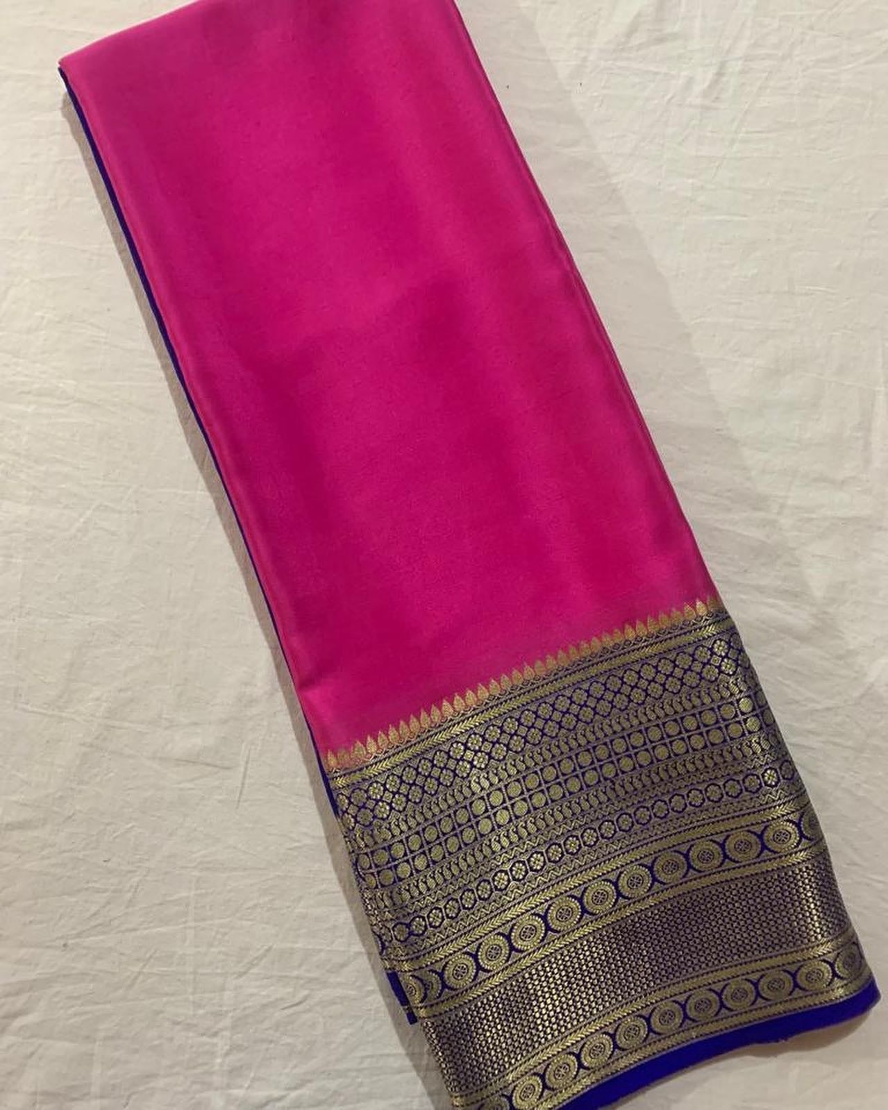 Pink Nd Royal Blue Tissue Silk  Saree