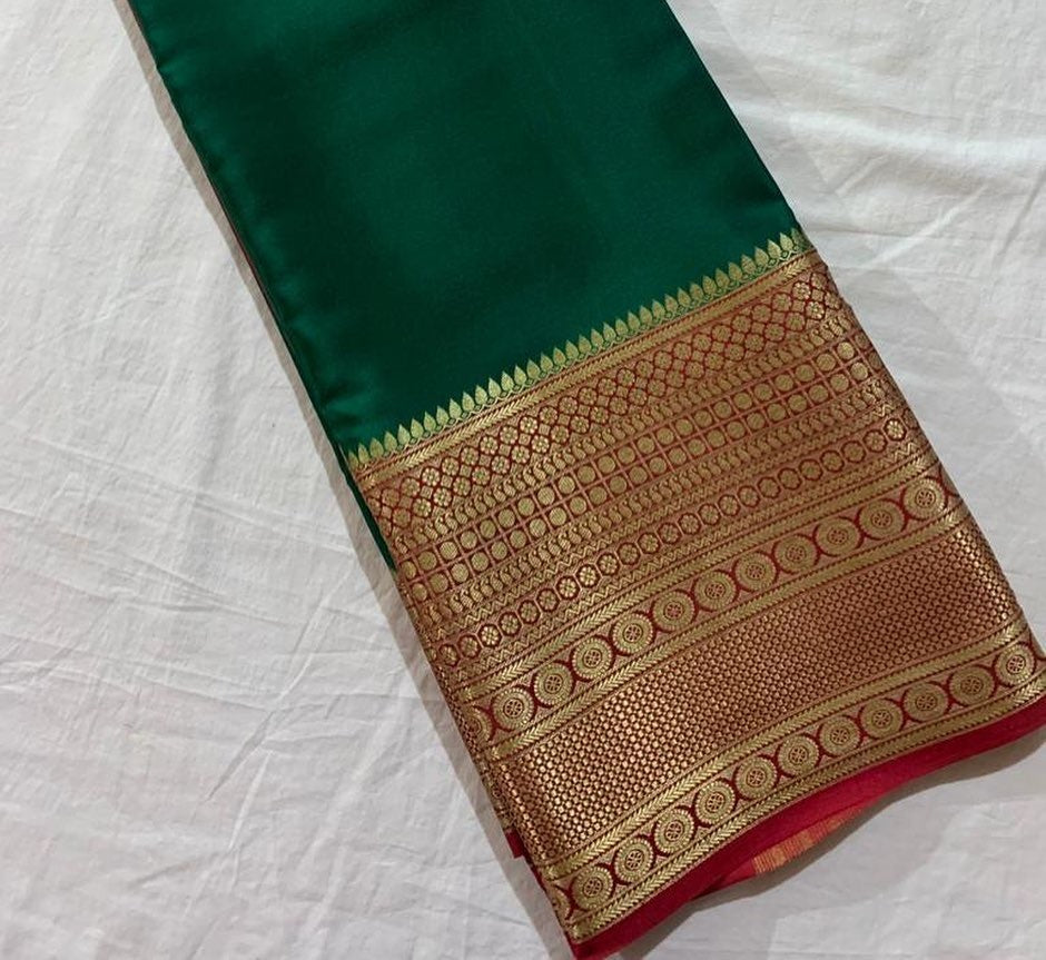 Green Nd Red Tissue Silk  Saree