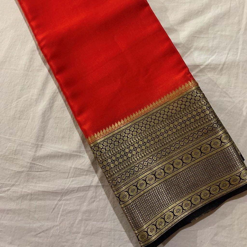 Red Nd Black Tissue Silk  Saree