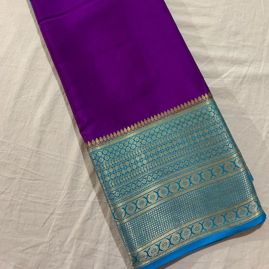 Purple Nd Sky Tissue Silk  Saree