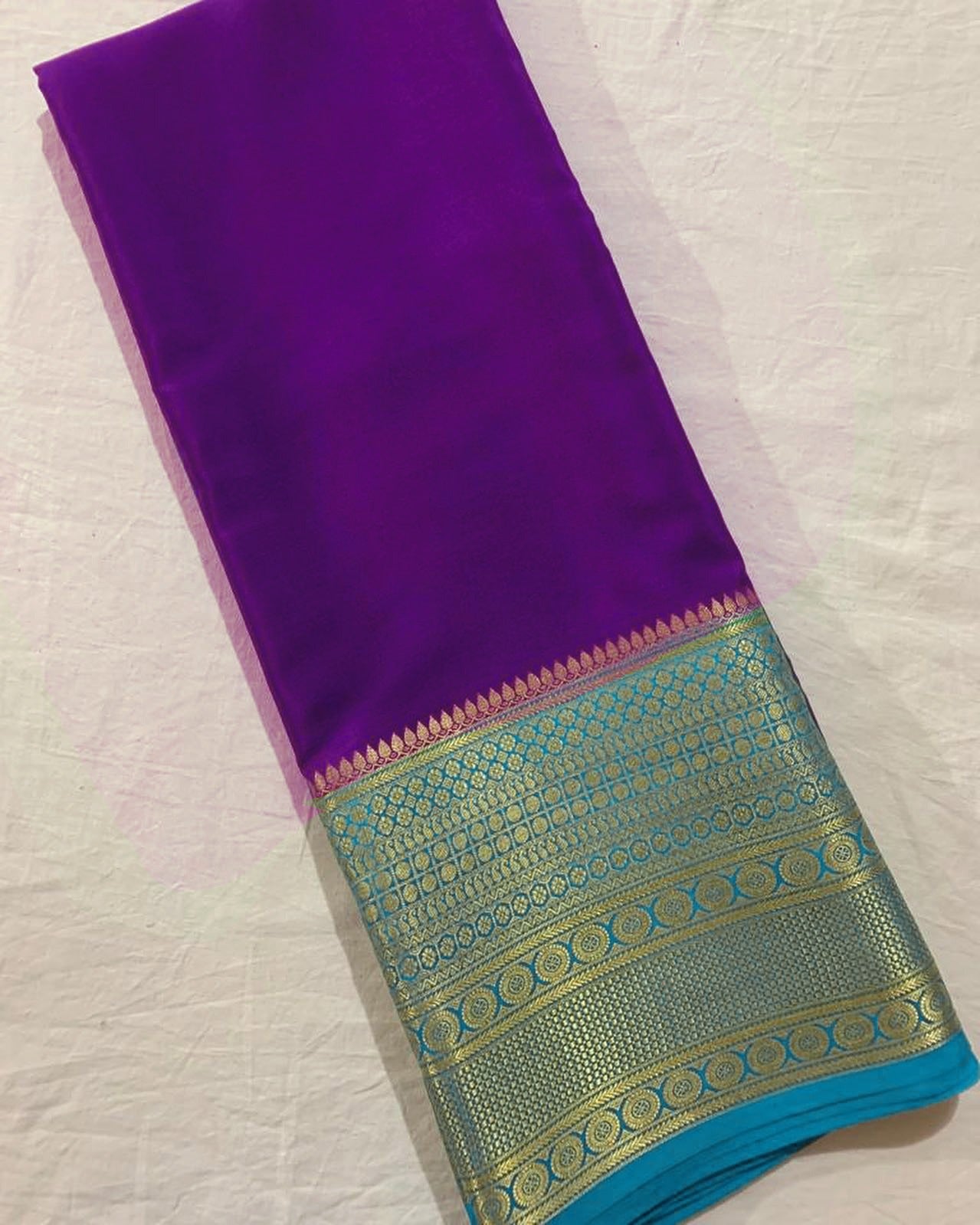 Purple Nd Sky Tissue Silk  Saree