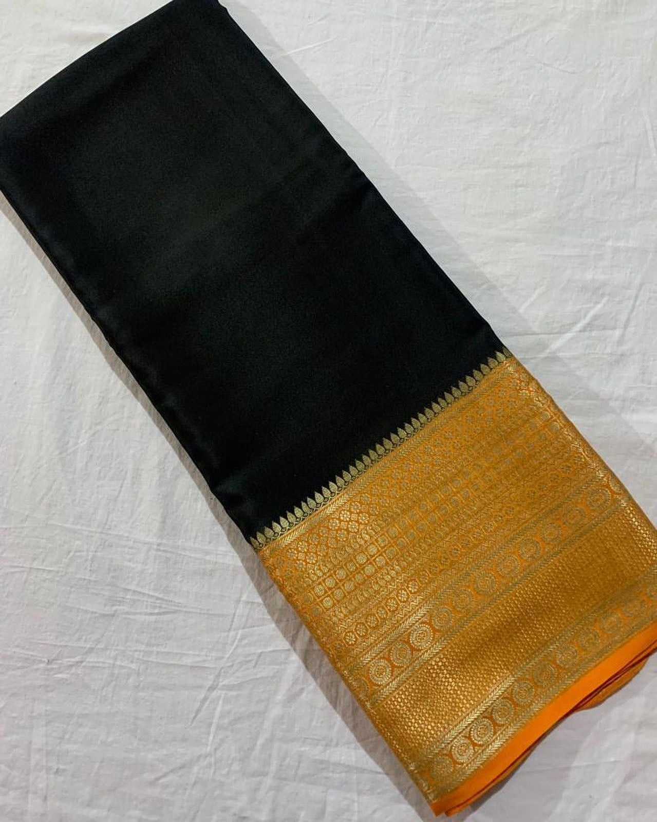 Black Nd Yellow Tissue Silk  Saree