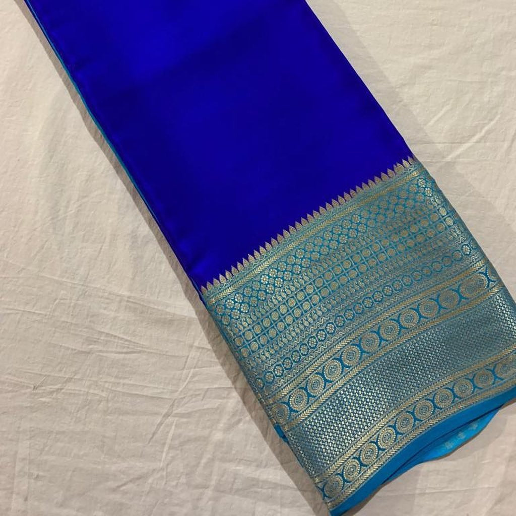 Royal Blue Nd Sky Tissue Silk  Saree